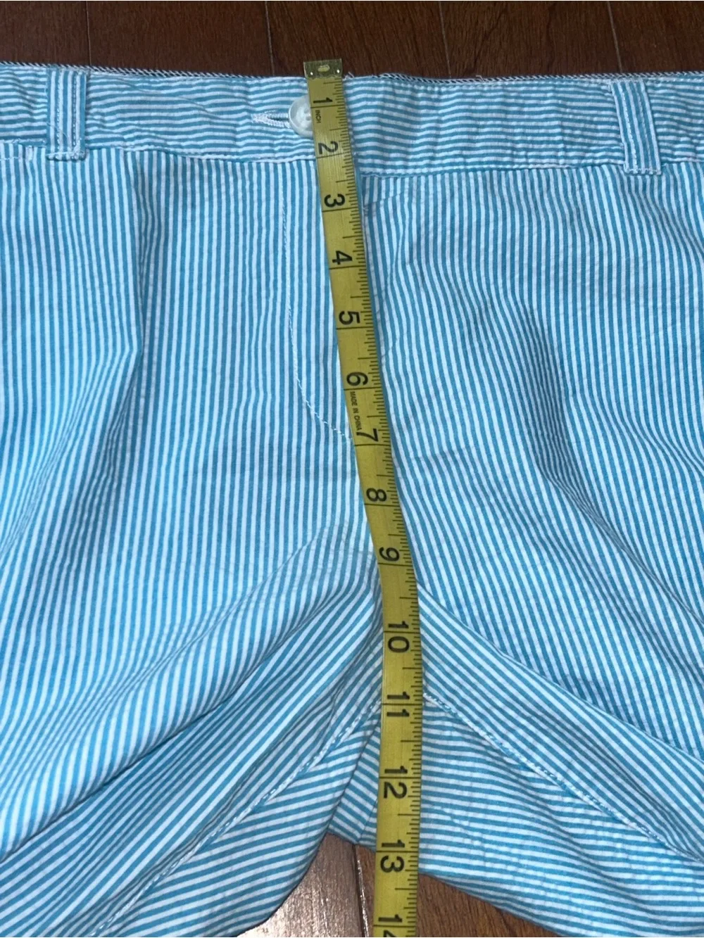 Crown & Ivy Seersucker Boating Pants Cropped Cotton Chino Sz 14 Coastal Nautical